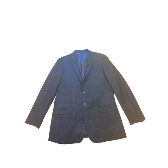 Jos A Bank 1905 Brrr Comfort Tailored Wool Blazer Navy Windowpane Men’s 44L - Picture 1 of 16